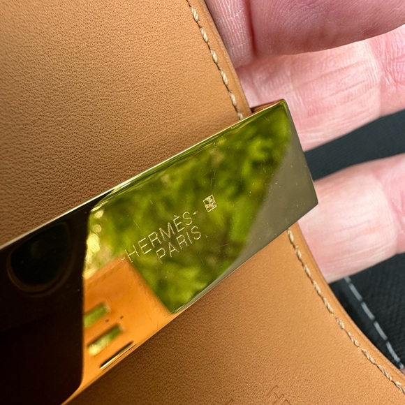 🆒 Authentic Hermès Collier De Chien Cuff Bracelet gold plated hardware leather - Picture 8 of 16